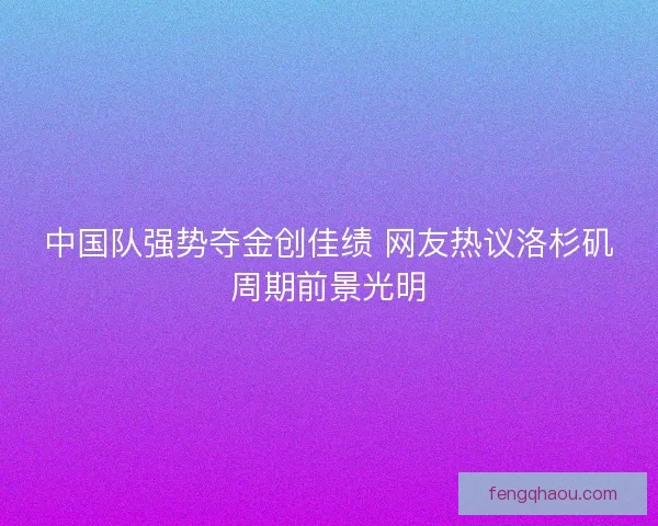 中国队强势夺金创佳绩 网友热议洛杉矶周期前景光明